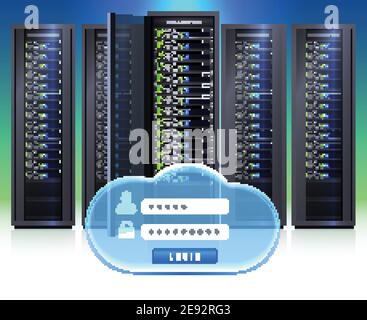 Computer server black adjustable framework racks with cloud shaped ...