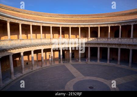 Charles V Palace (Palacio de Carlos V), Alhambra, Granada, Spain Stock Photo