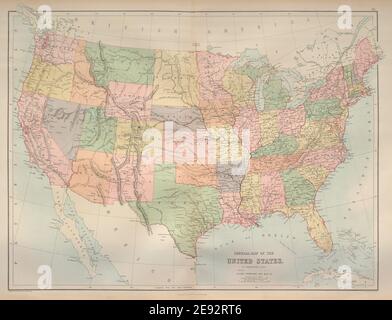 United States of America. Dacota/Dakota. BARTHOLOMEW 1870 old antique map Stock Photo
