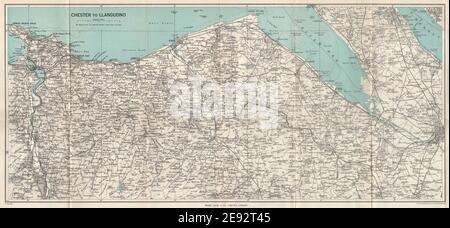 NORTH WALES COAST. Chester-Llandudno. Denbigh Rhyl Deeside. WARD LOCK 1952 map Stock Photo