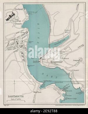 DARTMOUTH vintage tourist town city plan. Devon. WARD LOCK 1925 old map Stock Photo