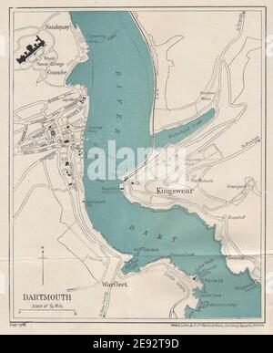 DARTMOUTH vintage tourist town city plan. Devon. WARD LOCK 1924 old map Stock Photo