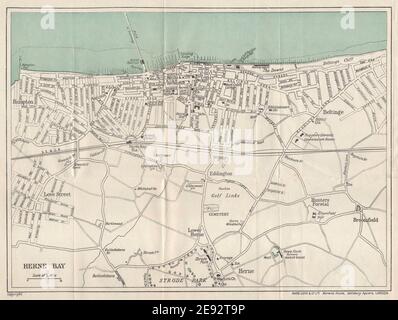 HERNE BAY vintage tourist town city resort plan. Kent. WARD LOCK 1919 ...