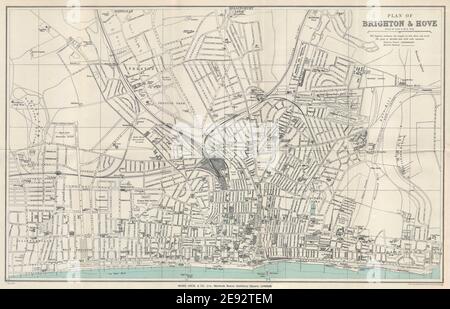 BRIGHTON & HOVE vintage tourist town city plan. Sussex. WARD LOCK 1938 old map Stock Photo