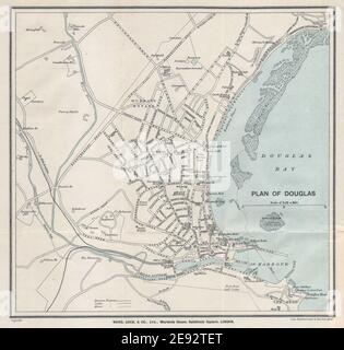 DOUGLAS vintage tourist town city plan. Isle of Man. WARD LOCK 1923 old map Stock Photo