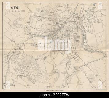 BUXTON vintage tourist town city plan. Derbyshire. WARD LOCK 1950 old map Stock Photo