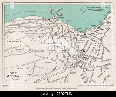 MINEHEAD Vintage Town City Plan Somerset WARD LOCK 1934 Vintage Map   Minehead Vintage Tourist Town City Plan Somerset Ward Lock 1940 Old Map 2e92thn 