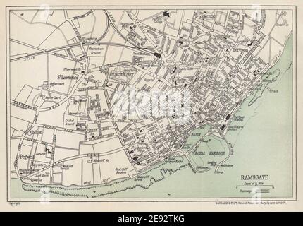 RAMSGATE vintage tourist town city resort plan. Kent. WARD LOCK 1937 ...