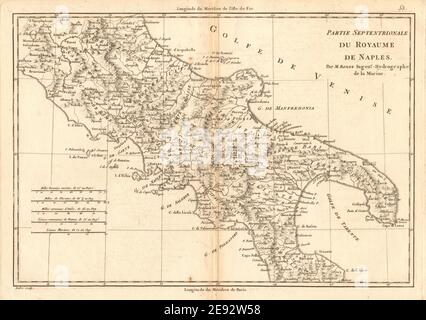 Partie Septentrionale du Royaume de Naples. Southern Italy. BONNE 1787 old map Stock Photo