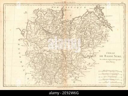 Cercle de Basse Saxe. Circle of Lower Saxony. North-East Germany. BONNE 1787 map Stock Photo