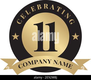 11th year anniversary logo design vector illustration template Stock Vector