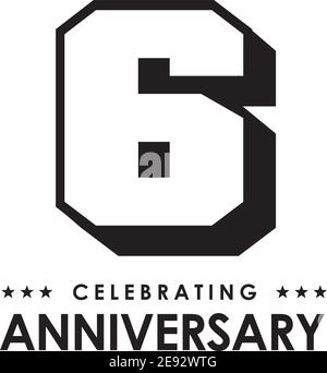 6th year celebration anniversary emblem logo design vector template Stock Vector