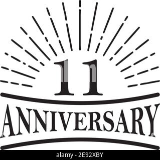 11th year anniversary logo design vector illustration template Stock Vector