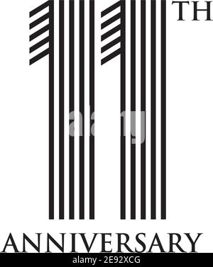 11th year anniversary logo design vector illustration template Stock Vector