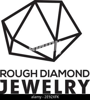 Raw rough diamond logo design vector illustration template Stock Vector