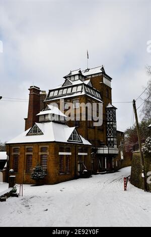 Hook Norton Brewery  Village with Snowfall Stock Photo