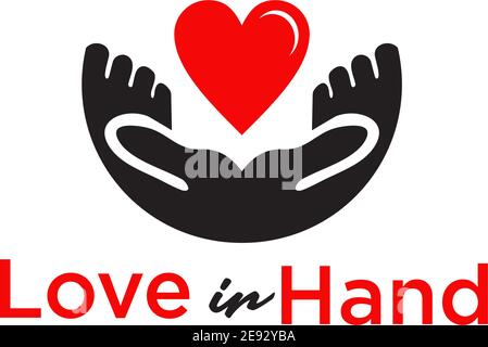 Love in hand logo design vector template illustration Stock Vector