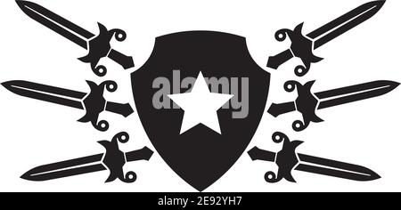Sword and shield icon logo design vector template illustration Stock Vector