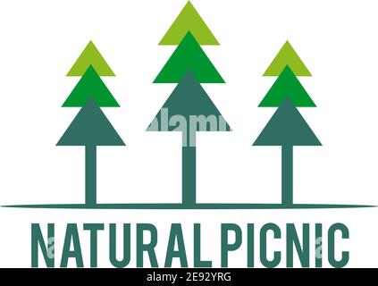 Recreational picnic at pine forest logo design vector illustration template Stock Vector