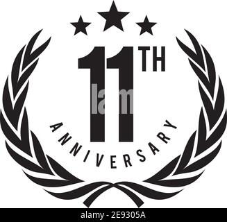 11th year anniversary logo design vector illustration template Stock Vector