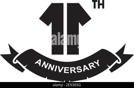 11th year anniversary logo design vector illustration template Stock Vector