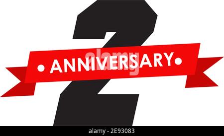 2nd year anniversary logo design vector illustration template Stock Vector