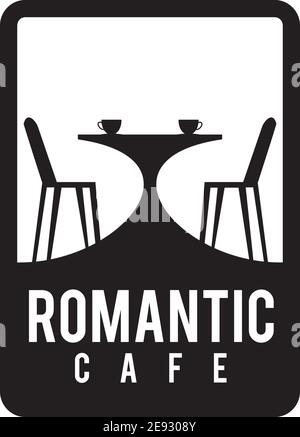 Romantic cafe shilouette logo icon design vector template Stock Vector