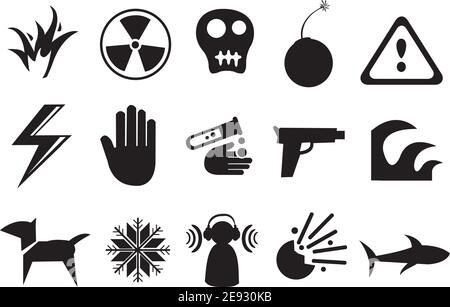 Vector illustration of different icons for "Danger" Stock Vector