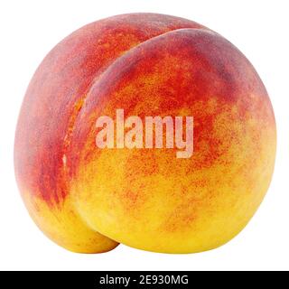 Ripe whole peach fruit isolated on white background with clipping path. Full depth of field. Stock Photo