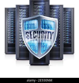 Server Rack Shield Icon Computer server black adjustable framework racks with cloud shaped ...