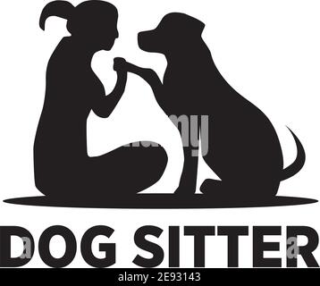 Dog sitter logo icon design vector illustration template Stock Vector