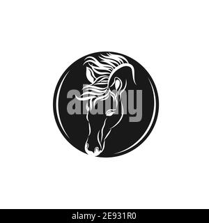 Stylish horse head outline for stable, farm, club race design. Running stallion for equestrian sport competition.EPS 10 Stock Vector