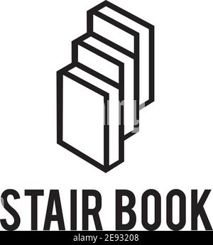 Book stair logo design vector icon illustration template Stock Vector