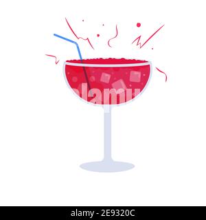 Tropical cocktails. Alcoholic summer drinks in glasses on the beach, bloody mary. Holiday concept for party invitation, bar menu. Vector illustration Stock Vector