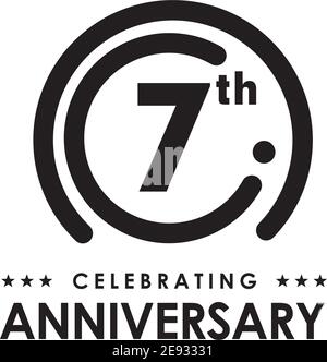 7th year anniversary emblem logo design illustration vector template Stock Vector