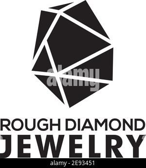 Raw rough diamond logo design vector illustration template Stock Vector