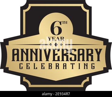 6th year celebration anniversary emblem logo design vector template Stock Vector