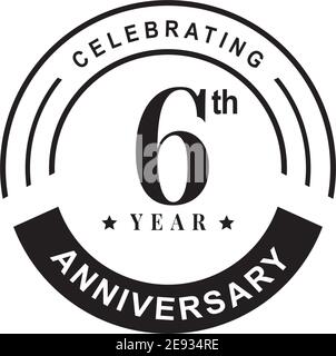 6th year celebration anniversary emblem logo design vector template Stock Vector