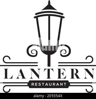 Lantern restaurant logo design vector template illustration Stock Vector