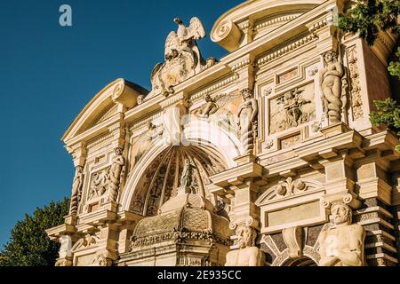 Italy, Central Italy, Lazio, Tivoli. Villa d Este fountain and garden. Tivoli architecture and landmark. Italian architecture  Stock Photo