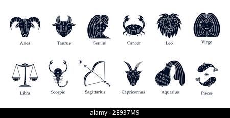 Vector set of astrological symbols, zodiac signs. Mystical symbols. Stock Vector