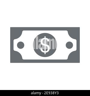 Dollar cash icon. Currency symbol. Black money silhouette in flat style. Vector illustration isolated on white background. Stock Vector