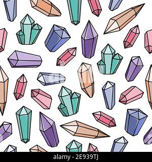 Seamless pattern with magical crystals. Colorful vector background. Stock Vector