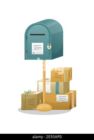 Mailbox with a hole for letters. Delivery of letters and parcels to your home. Correspondence. Stock Vector