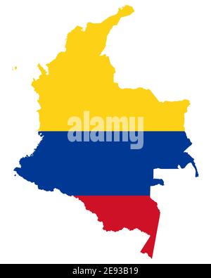 Flag in map of Colombia Stock Photo