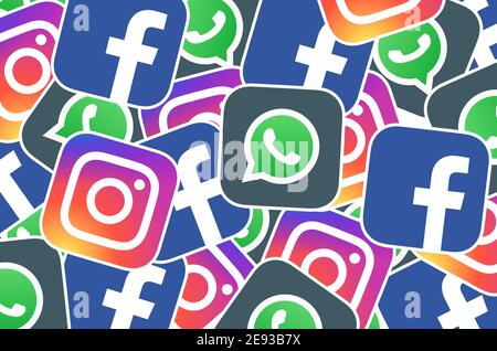 Facebook Instagram WhatApp logo icon Stock Photo