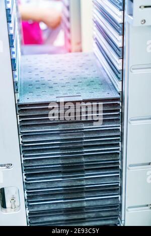 PCB Processing on CNC machine working in factory Stock Photo