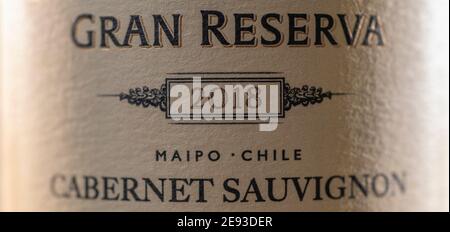 Chilean Cabernet Sauvignon 2018 wine label closeup Stock Photo