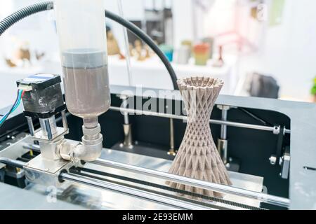 object printed 3d printer close-up. Progressive modern additive technology 4.0 industrial revolution Stock Photo