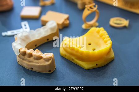The lower jaw of a man, created on a 3d printer from a photopolymer material Stock Photo